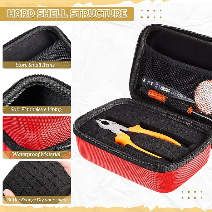 Relaxweex EVA Hard Case with Customizable Foam 13.5 x 9.8 x 5.5 Inchprotective EVA Carrying Case Shockproof Outdoor for Camera, Digital Products, Electronic Instruments with Knife, Red