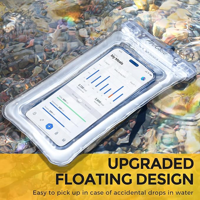 ProCase 2 Pack Floating Waterproof Phone Pouch IPX8, Universal Dry Bag Fits iPhone 17/16/15/14/13 Series, Galaxy S24/S23/S22, Pixel 8/7 (Up to 7”), Touchscreen, Underwater & Snow Protection -Clear