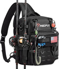 Piscifun Fishing Tackle Backpack, Convertible Sling or Waist Pack, 16-Pocket Storage Gear Bag with 2 Rod Holders & Rain Cover