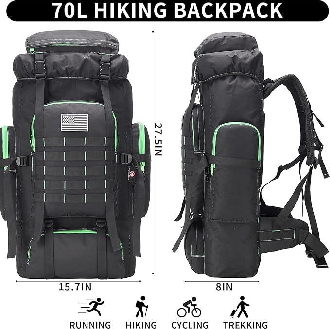 Hiking Backpack for Men 70L/100L Camping Backpack Military Rucksack Molle 3 Days Assault Pack for Climbing | Camping Backpack, 3 Days Assault Pack, for Climbing