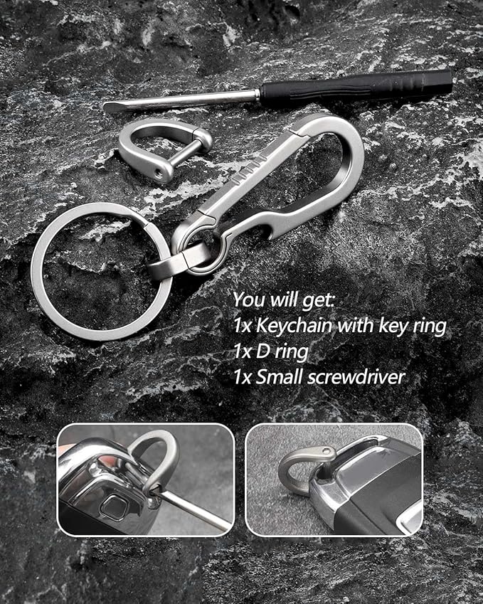 PJYTAC Key Chain Clip Titanium Carabiner Keychain Quick Release Carabiner for Keys Titanium Key Rings Heavy Duty