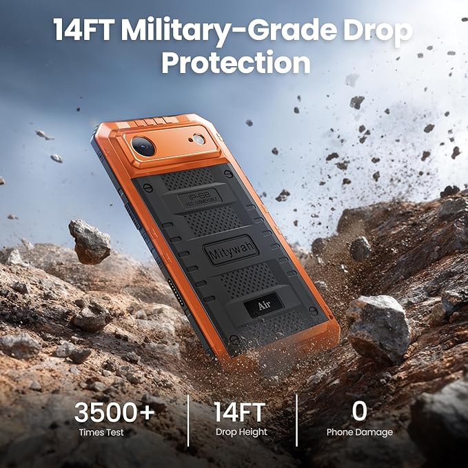 Mitywah Waterproof Case for iPhone Air, Military Grade Rugged Metal Case with Built-in Screen Protector, Heavy Duty Full Body Shockproof Protective Cover for 17 Air 6.5 inch, Orange