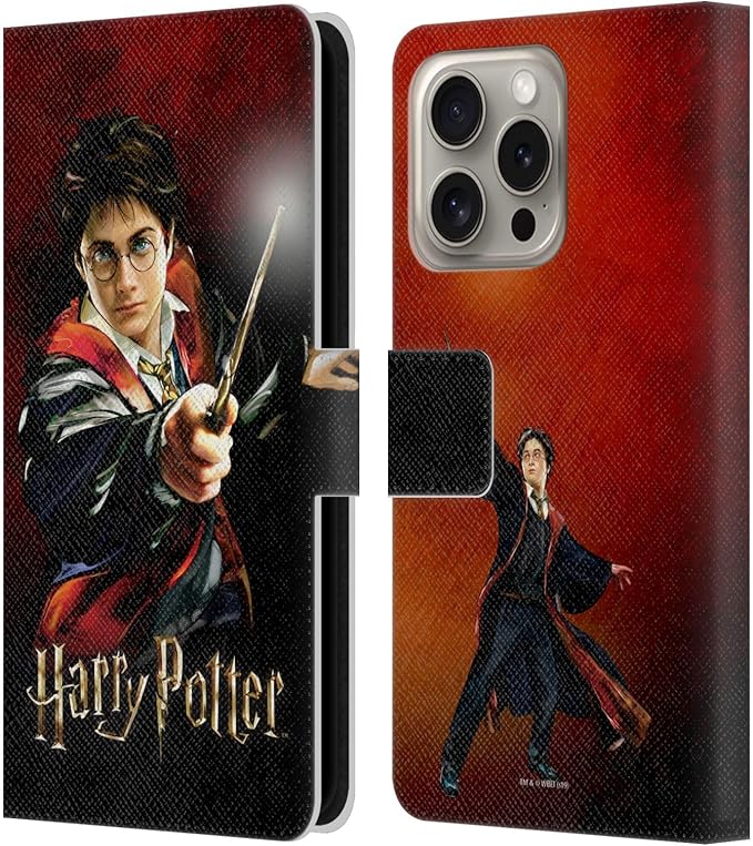 Head Case Designs Officially Licensed Harry Potter Harry Portrait Prisoner of Azkaban II Leather Wallet Case Compatible with Apple iPhone 16 Pro