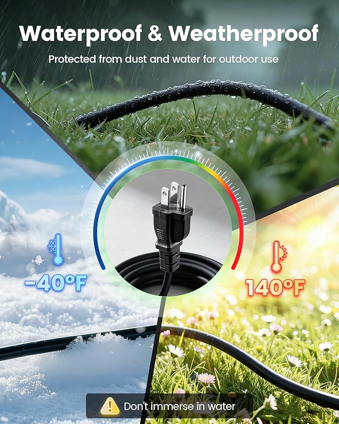 SURAIELEC Outdoor Extension Cord with Multiple Outlets, (15+10+10+10) 45FT Total, 25FT End to End, 1-3 Multi Plug Splitter, 16/3C SJTW, for Landscape, Christmas Lights, Halloween Decorations, Black