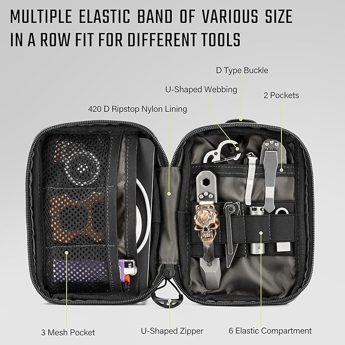 TACTICAL GEEK Block E3.0 EDC Compact Waist Pocket Pouch, Men EDC Pouch Organizer, Multi-Purpose Molle Tool Pouch, Utility Tool Organizer Bag for Daily Essentials Carry(Black Camo)