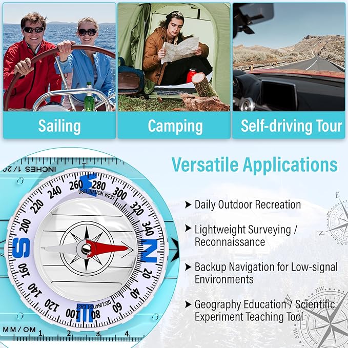 20 Pcs Acrylic Orienteering Compass Hiking Backpacking Survival Reliable Compass Advanced Scout Compasses Outdoor Gear for Map Reading Navigation Camping Survival Exploring