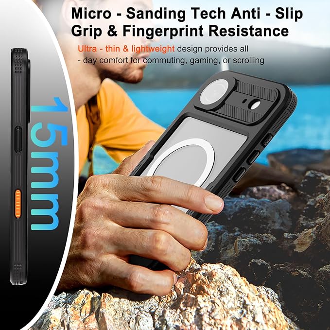 Underwater Case for iPhone 17 Air 6.5", IP68 [6.6FT Military] Waterproof Shockproof Full Body Protection, Ultra Slim MagSafe Compatible with Screen Protector for Snorkeling Swimming Outdoor Activities
