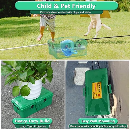 NineLeaf Outdoor Electrical Box,IP54 Waterproof Extension Cord Cover Weatherproof, Protect Outlet, Plug, Socket, Timer, Power Strip, Holiday Light Decoration,10.3x5.9x3.7inch,Green