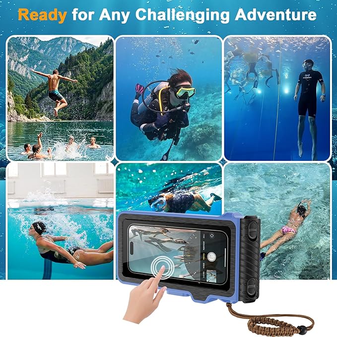2026 Diving Snorkeling Phone Case for iPhone 17/16/15/14/13/12/11 Pro Max/XS/X Samsung Galaxy S26/S25/S24 Professional Scuba Dive Waterproof Underwater Photo Video Cover (4TH Gen, Blue-)