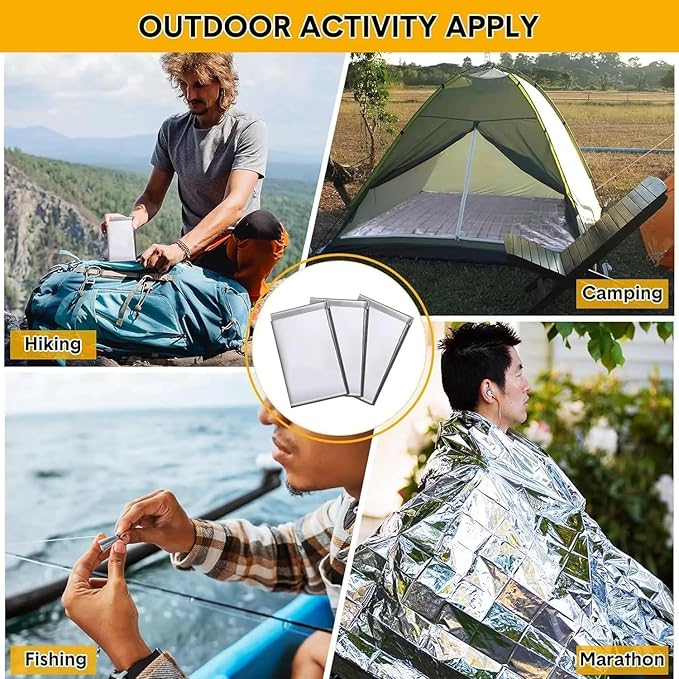 Emergency Survival Blanket, Mylar Thermal Blanket, Gigantic Space Blanket 82" x 63" (5)