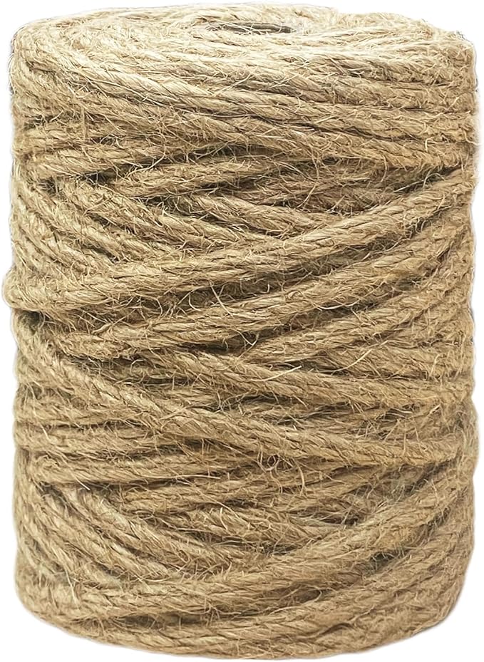 Vanhench Jute Rope 5MM (1/5 inch) 106 ft 6Ply Twisted Heavy Duty and Thick Twine Rope Bulk for Crafts Projects Cat Scratcher Post Tree Gift Wrapping Arts & Crafts Home Decoration Packing Christmas