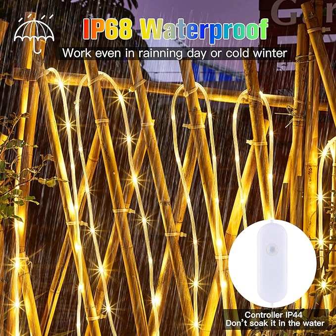 Nazuwke 99Ft LED Rope Lights Outdoor, 18 Colors Changing Fairy String Light Plug in with Remote, IP68 Waterproof 300 LEDs Multicolor Twinkle Christmas Lights for Bedroom Patio Halloween Holiday Decor