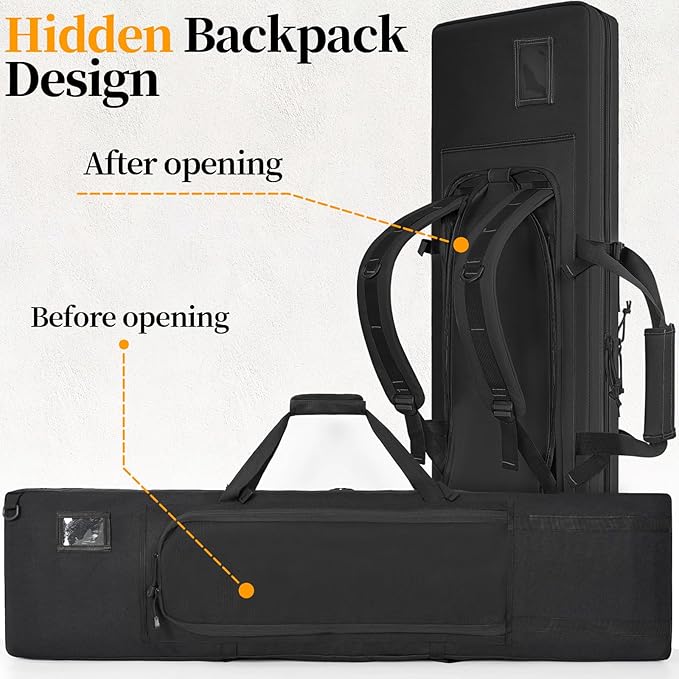 TORIBIO Double Rifle Case Soft Bag 32" 34" 36" 42" 46" 48'' 51“ 55” Gun Case Tactical for Rifle Firearm Storage, Transportation and Hunting Shooting Range, Rifle Backpack