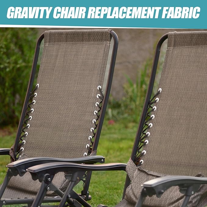 Queekay Chair Replacement Fabric with 4 Bungee Cord Lounge Chair Cloth Mesh Repair Kit for Patio Recliner Outdoor Lawn Pool (63 x 17 Inch,Beige)
