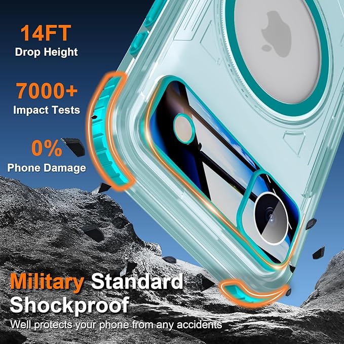 WIFORT for iPhone 17 Air Waterproof Case, [Fit for Magsafe] with Sapphire Lens & Screen Protector, IP68 Full Body 15FT Military Shockproof, Magnetic Frosted Phone Cover with Lanyard, 6.5" Teal