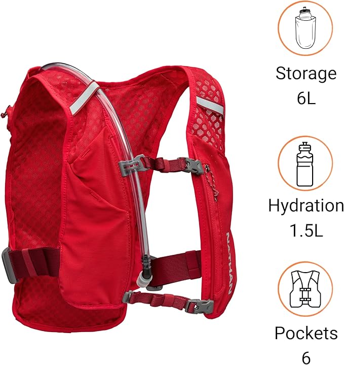 Nathan QuickStart Hydration Pack Vest with Bladder or flasks, Storage Pockets, Breathable Moisture-Wicking Fabric, Adjustable Straps for Running, Hiking, Walking, Marathons, Obstacle Races