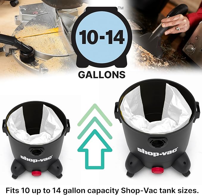 Shop-Vac 9066233 Disposable Filter Bags, Fits 10-14 Gallon Vacs, For Dry Pick-Up Only, Non-Hazardous Materials, 3 count (Pack of 5)
