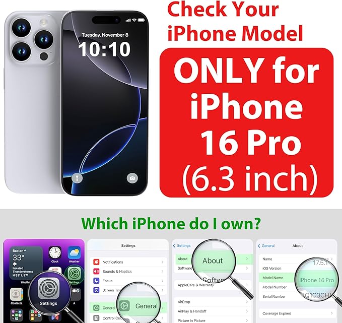 SPORTLINK for iPhone 16 Pro Waterproof Case - Shockproof Dustproof Case with Built-in Clear Screen Protector, Full Body Heavy Duty Sealed Protective Cover for i Phone 16 Pro 6.3" Black