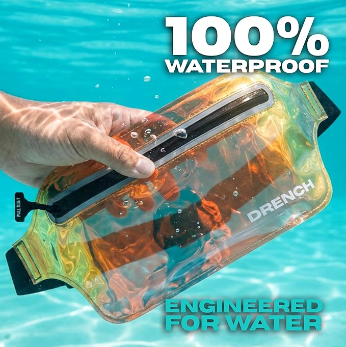 Drench Waterproof Fanny Pack Chrome Iridescent Submersible Dry Bag Waist Pouch for Swimming, Snorkeling, Kayaking – Waterproof Phone Case, Underwater Cell Phone Holder Travel Beach Dry Bag,Waist Pack