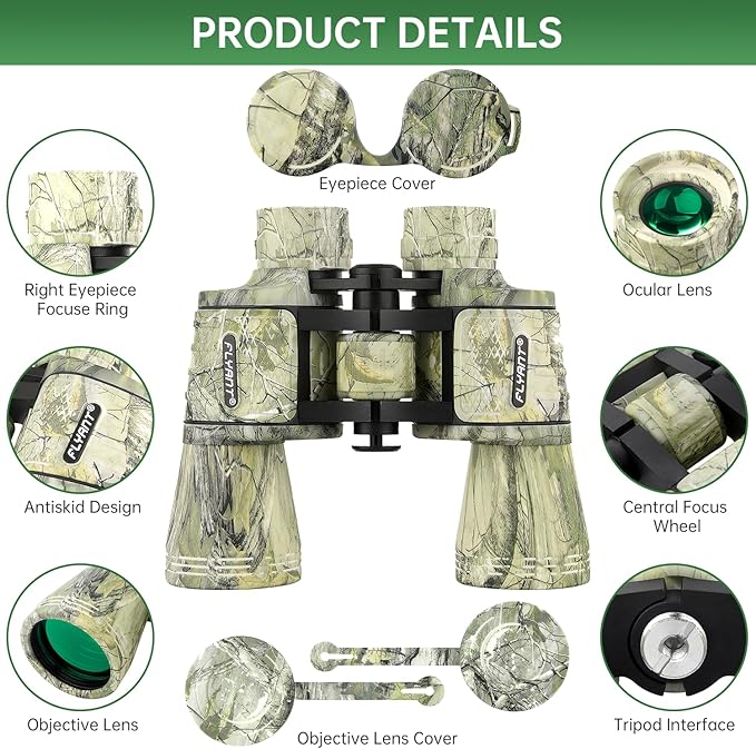 20x50 High Powered Binoculars for Adults, Waterproof Binoculars with Low Light Vision for Bird Watching Hunting Camping Travel Cruise Hiking Sports Stargazing, Unique Gifts for Men