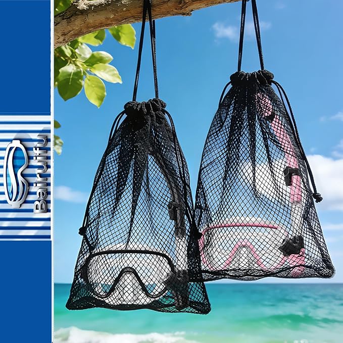 Bairuifu 2-Pack Snorkel Gear for Adults | Enhanced Anti-Fog & Anti-Leak Snorkeling Mask | Breath-Free Dry Snorkel | 180° Panoramic View with Quick-Dry Bags