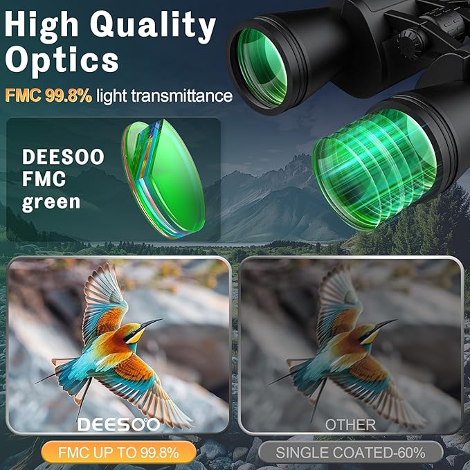 20x52 Binoculars for Adults High Powered - HD Large View Binoculars with Low Light Vision - Professional Binocular for Bird Watching Hunting Travel Cruise Outdoor Sports - Gifts for Women