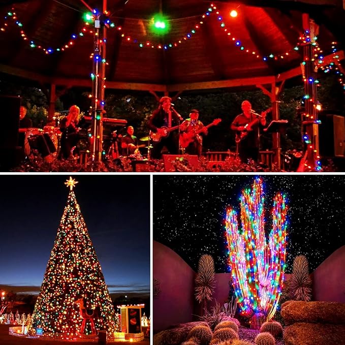 JMEXSUSS 2 Pack Solar String Lights Outdoor Waterproof, Total 400 LED 151FT Solar Christmas Lights Outdoor, 8 Modes Christmas Light for Outside Patio Yard Tree Decorations, White to Multicolor
