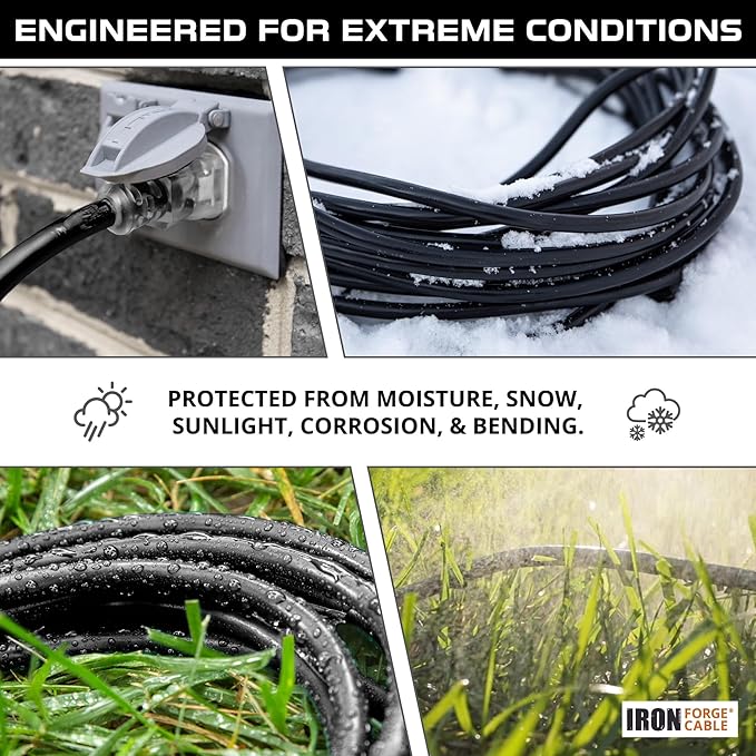Iron Forge Cable 2 Pack 12 Gauge Outdoor Extension Cord 10 Ft, SJTOW 12/3 Heavy Duty Extension Cord 3 Prong - Oil Resistant & Flame Retardant