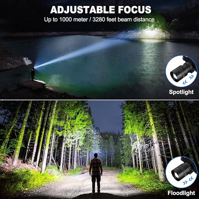 SKNSL Rechargeable Headlamp, 99000 Lumens Super Bright LED Head Lamp with 3 Modes, 90° Adjustable Head Lights for Forehead, 45H Long Runtime & IPX6 Waterproof HeadLamps for Camping Hunting Hiking