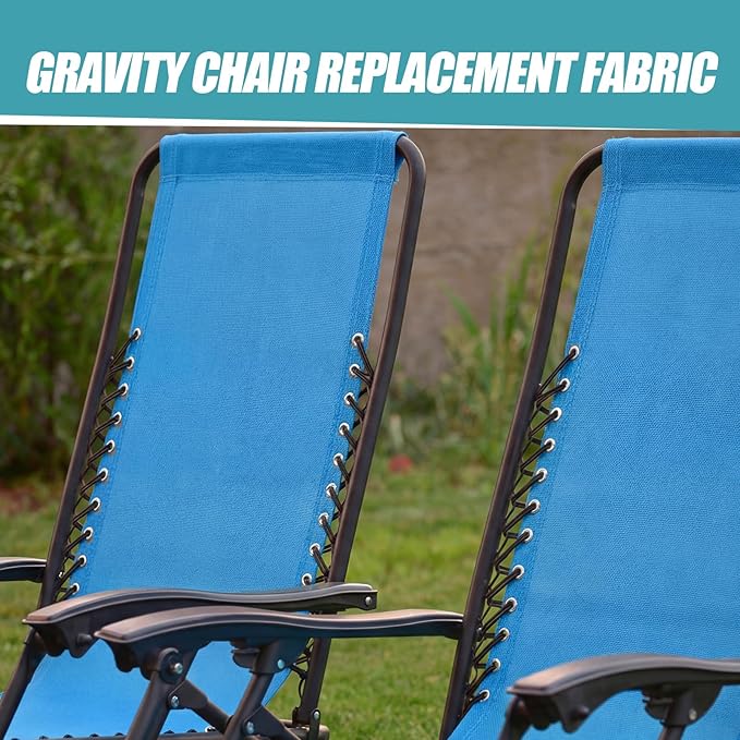 Queekay Chair Replacement Fabric with 4 Bungee Cord Lounge Chair Cloth Mesh Repair Kit for Patio Recliner Outdoor Lawn Pool(63 x 21 Inch,Light Blue)