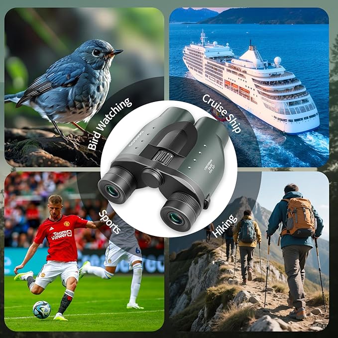 25x32 Compact Binoculars for Bird Watching - High Powered Lightweight Binocular for Adults Kids - 4.9ft Close Focus with Carrying Case for Backyard, Cruise Ship & Concerts