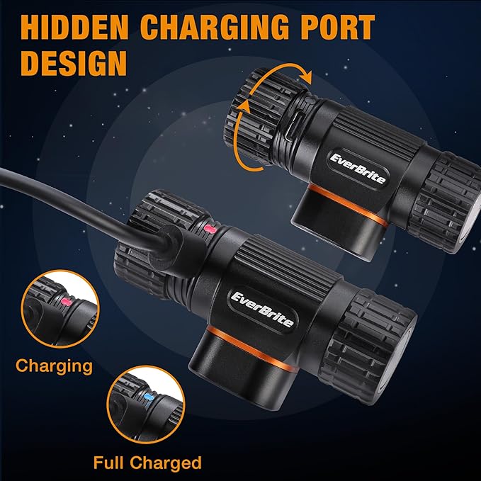 EverBrite Rechargeable Headlamp, 500 Lumen LED Rechargeable Headlight with 4 Light Modes, Magnetic Base and Adjustable Headstrap, Perfect for Camping, Hiking, Caving, Fishing, E101106AE