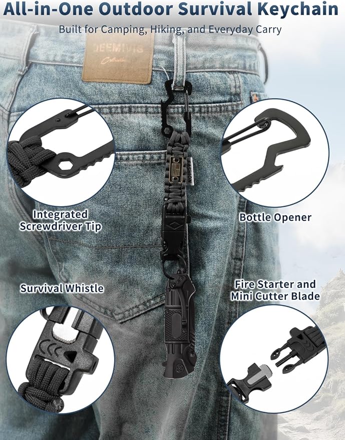 DDOUT Heavy Duty Paracord Lanyard 550 Paracord Braided Keychain for ID Badges, Camera, Whistle, Traveling, Outdoor Activities