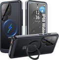 ANTSHARE IP68 Waterproof Case for Samsung Galaxy S25 Ultra [2025] - with Kickstand - MagSafe Compatible, Built-in Screen/Lens Protector - Shockproof Full Body Protection for Swimming/Outdoor, Black