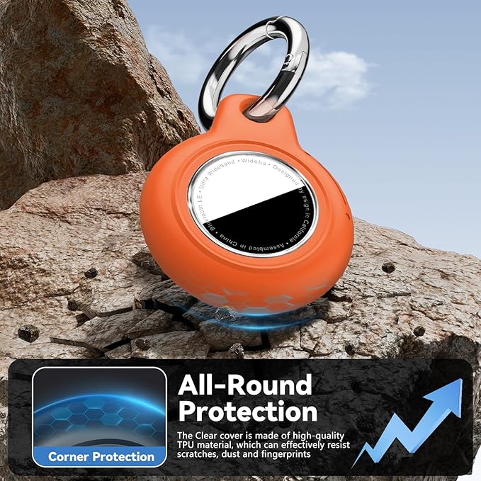 for Apple AirTag 2nd & 1st Gen, Waterproof Case for AirTag Holder Keychain,GPS Tracker Cover for Dog,Car Key,Luggage-C6-Orange