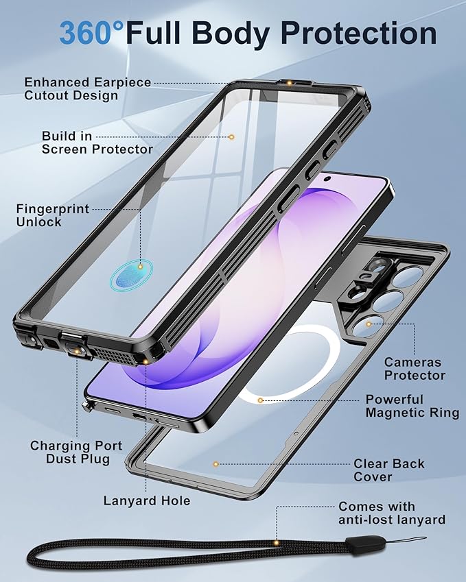 for Samsung Galaxy S26 Ultra Waterproof Case, [Fit for Magsafe] [IP68 Water Proof] [Built-in Screen Protector], Magnetic Heavy Duty Military Grade Rugged Phone Case for S 26 Ultra 6.9", Black