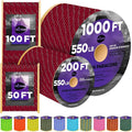 TECEUM 5/32" Paracord Rope 1000 – 1000ft / 200ft / 100ft / 50ft – Tactical Parachute Cord 4mm – 45+ Colors – Nylon String for Survival & Camping Gear – Stripe Cord for Survival – Utility Rope
