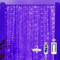 Brightown 300 LED Purple Fairy Curtain Lights, 9.8ft x 9.8ft String Lights, USB Plug in 8 Lighting Modes Christmas String Hanging Lights with Remote for Bedroom Indoor Outdoor Party Xmas Purple 1 Pack