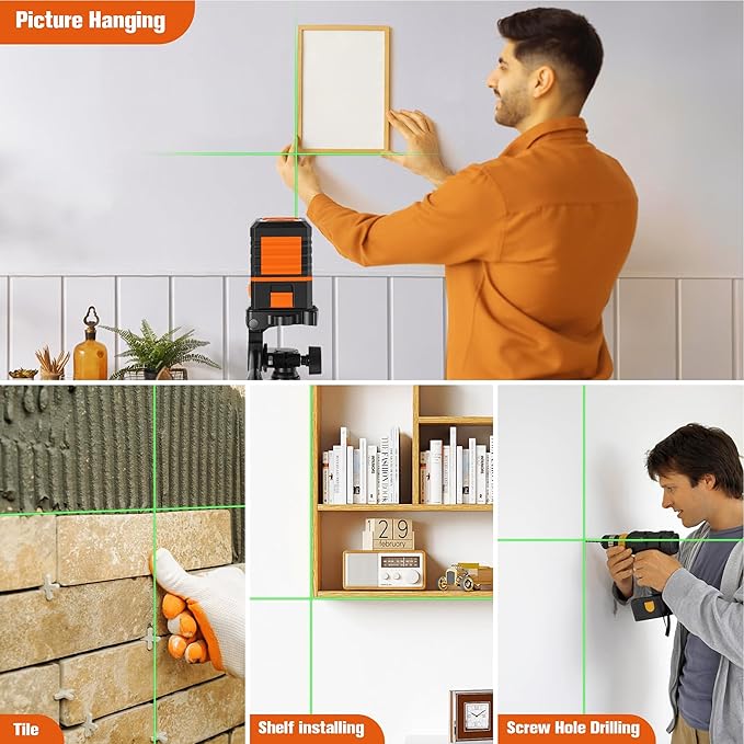Laser Level with Tripod, 100 feet Green Cross Line Self Rotary Leveling Laser Level, Vertical and Horizontal Line, Rotatable 360 Degree, Manual Self leveling and Pulse Mode,IP54 Waterproof & Battery