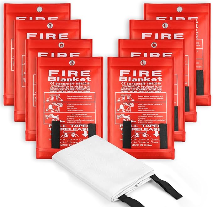 FJNATINH Fire Blankets Emergency for Home - 1 Pack 40' x 40' Fiberglass Blanket for Kitchen and Home (8)