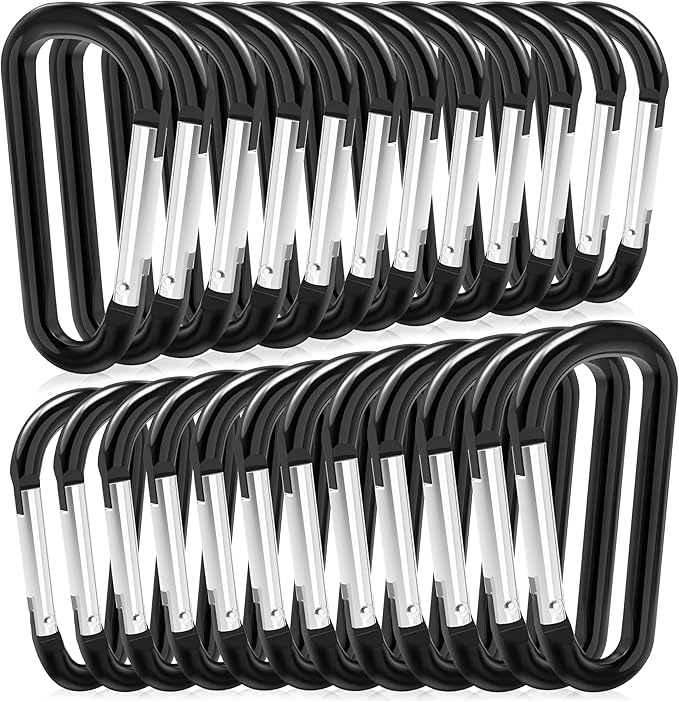 24pc Aluminum Carabiner Clip D Ring, Keychain Spring Hook,Small Carabiners Set for Outdoor Camping Fishing Hiking Car