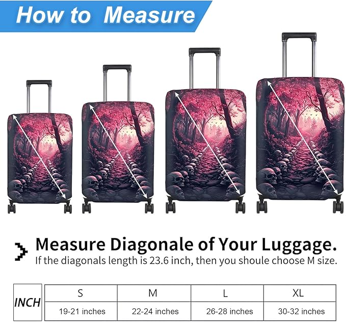 Luggage Cover Protector for 22-24 Inch Suitcases, TSA Approved Elastic Travel Suitcase Covers, Anti-Scratch Washable Luggage Sleeve for Carry On & Checked Bags, Skulls Leading