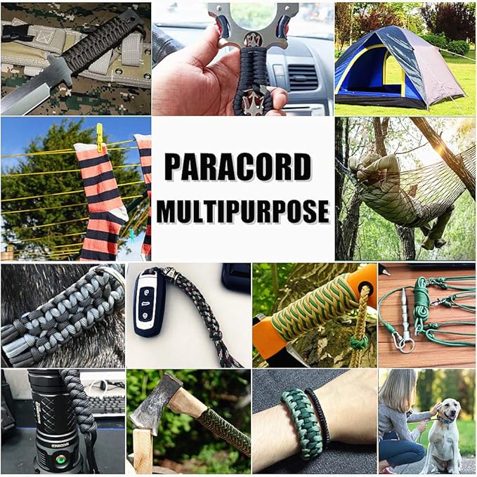 WEREWOLVES 650lb Paracord/Parachute Cord - 9 Strand Paracord Rope - 100', 200' Spools of Parachute Cord, Type III Paracord for Camping, Survival