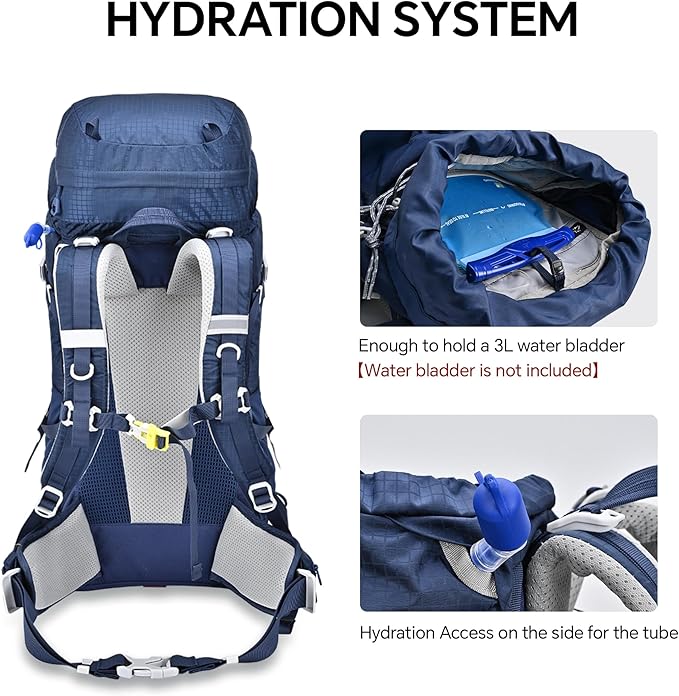 N NEVO RHINO 40L Internal Frame Hiking Backpack for Men Women with Rain Cover, Lightweight Outdoor Backpacking Backpack for Camping, Hiking, Traveling