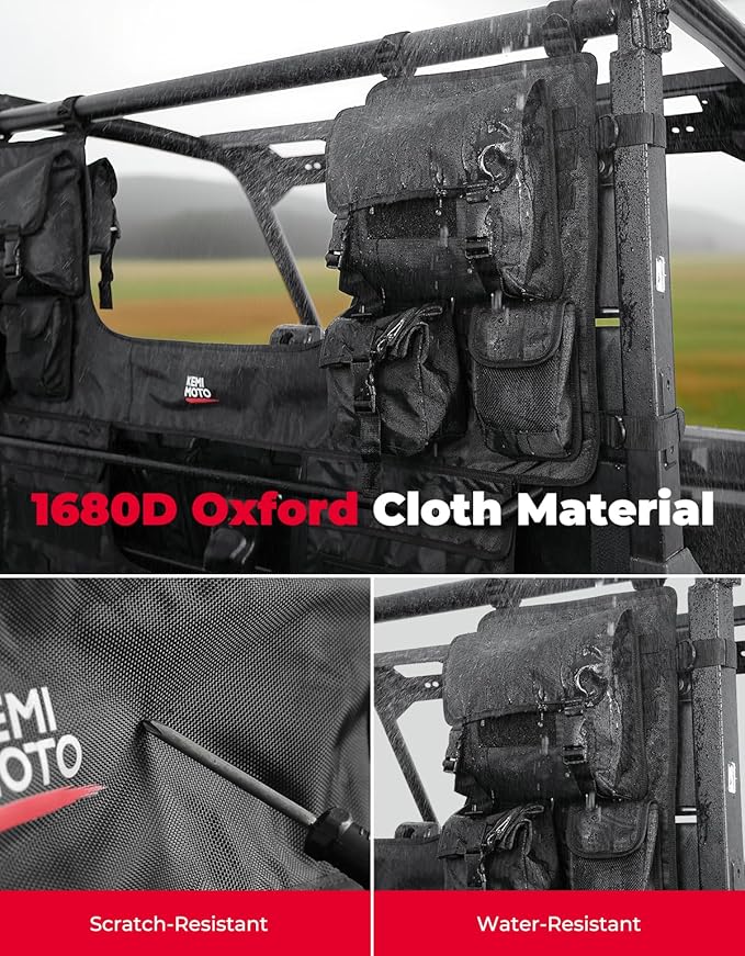 KEMIMOTO UTV Storage Bag, Seat Back Rack Compatible with Polaris Ranger/Can-Am Defender/CFMOTO Uforce, 8-Pocket, 1680D Water-Resistant Canvas Storage for Hunting, Farm & Travel, Seat Storage System