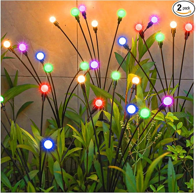 TONULAX Solar Garden Lights, Starburst Swaying When Wind Blows, Solar Lights Outdoor Decorative, Color Changing RGB Light for Yard Patio Pathway Decoration(4 Pack)