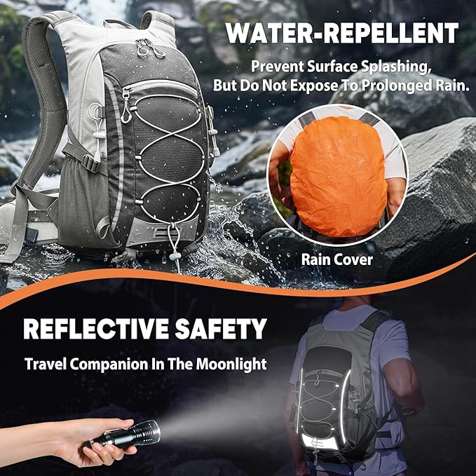25L Hiking Backpack with Rain Cover Lightweight Hiking Daypack for Travel Camping Outdoors Knapsack for Men Women (Black)