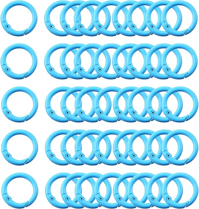 Carabiner Clip 48Pcs Turquoise Metal Key Ring Clip Circle Keychain Rings Bulk Spring O Ring Round Cute Carabiner Spring Snap Hook Key Chain Clips for DIY Keychain Bag Charm Handbag Purse Dog
