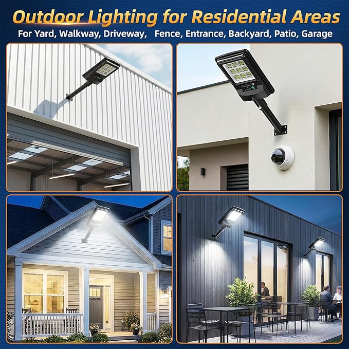 Solar Street Light Outdoor, 11-Inch Solar Powered Street Light with Motion Sensor & Remote Control, Dusk to Dawn Waterproof Security Light for Wall Mount, Entryway, Driveway, Yard, Garden(4 Pack)