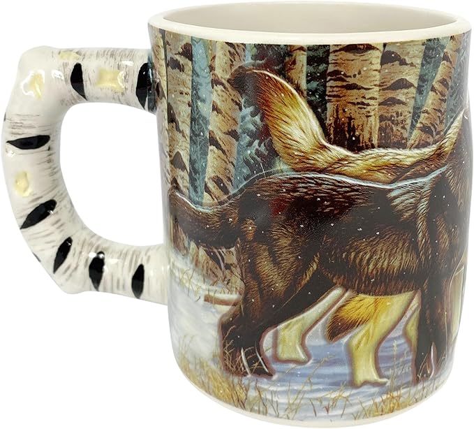 Rivers Edge Products 3D Ceramic Coffee Mug with Handle, 15 Ounces, Espresso Cups and Coffee Cups Ceramic, Perfect for Coffee, Expresso, Latte, or Tea